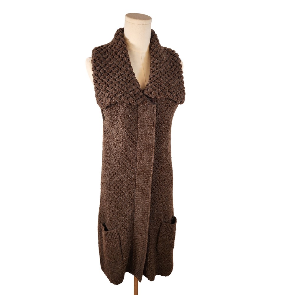 A Giannetti Women's Brown Knit Long Vest Sweater Dress Size L